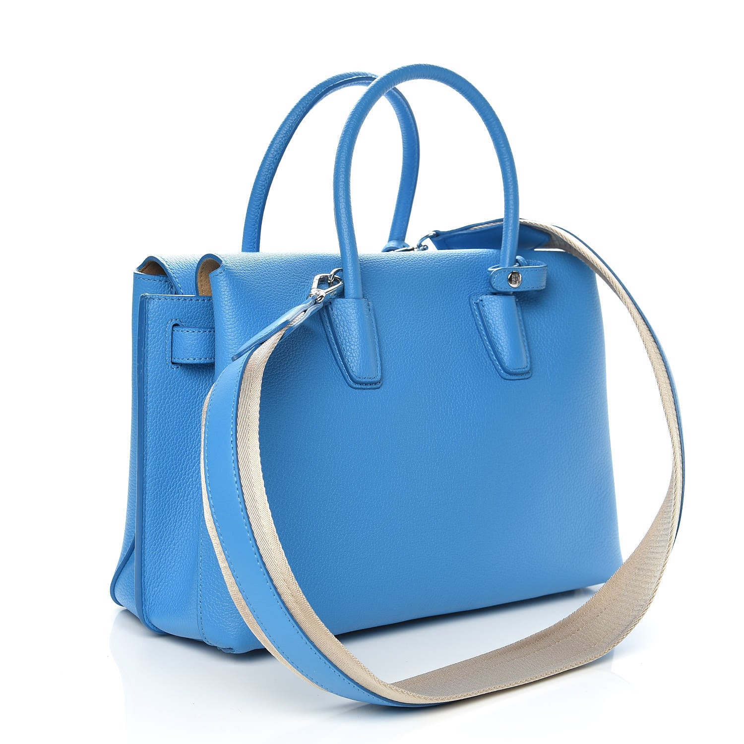 MCM Grained Calfskin Medium Milla Tote Tile Blue 3 of 10