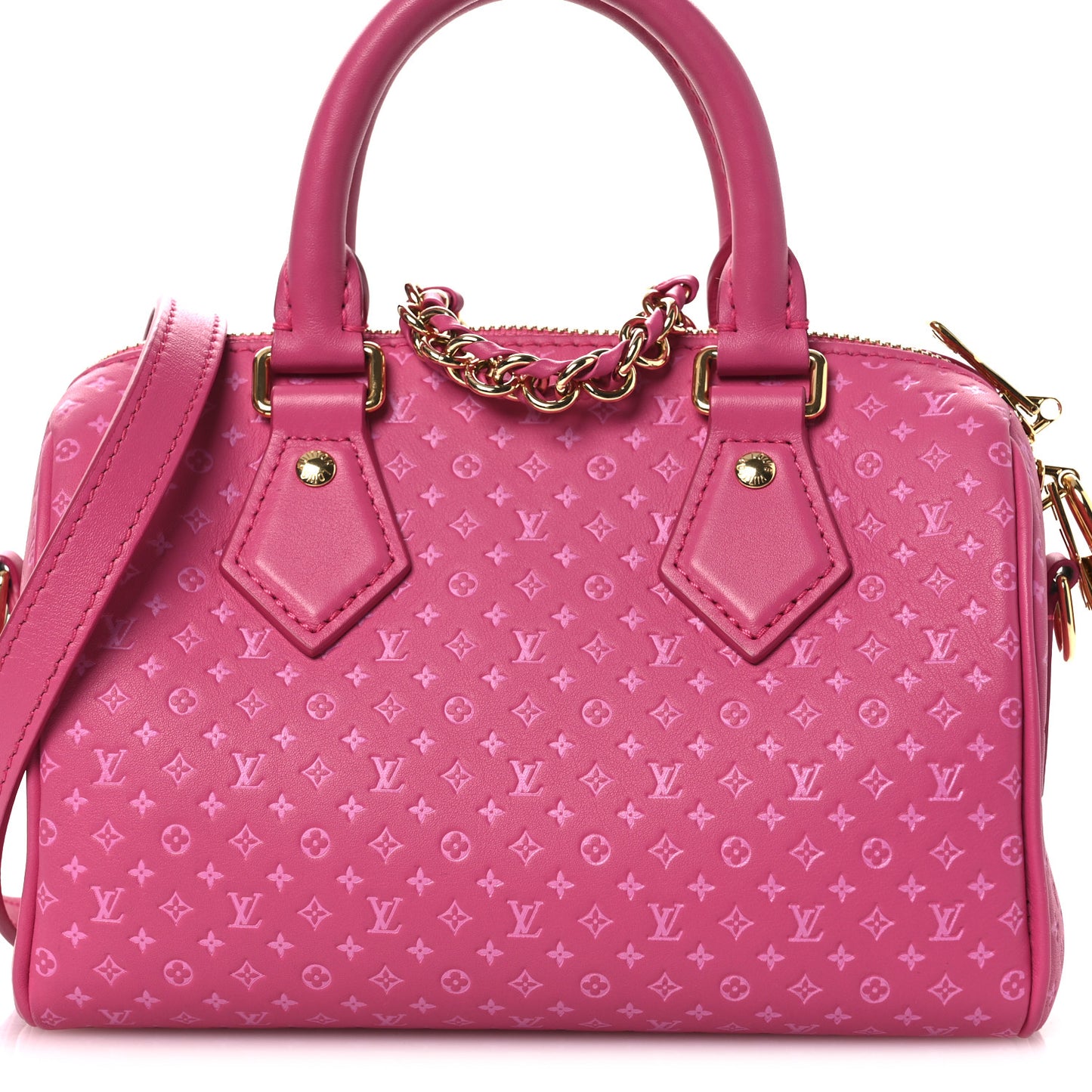 Calfskin Nanogram Embossed Speedy Bandouliere 20 Rose