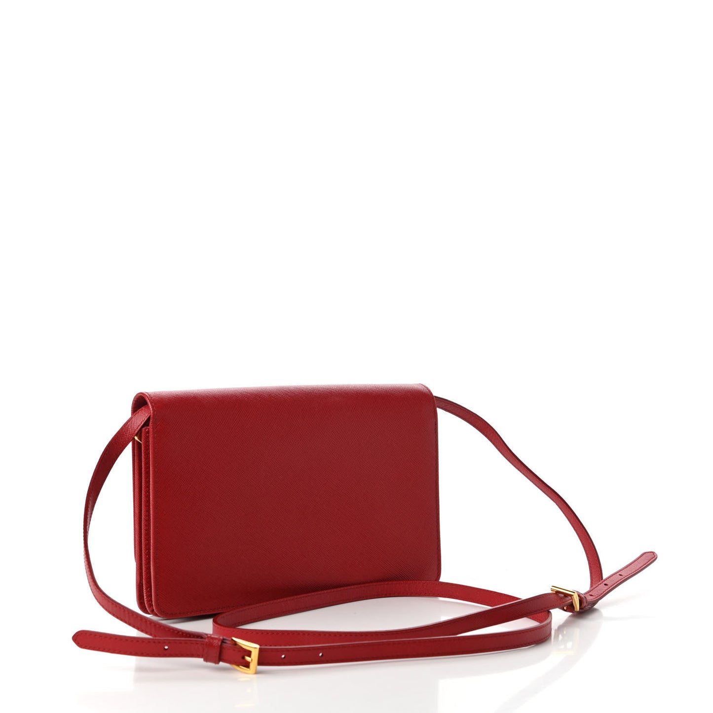 Saffiano Metal Mini Crossbody Wallet Rosso