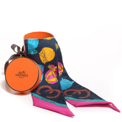 Hermes Silk Jockey Twilly Caban Rose Vif Canard 6 of 6