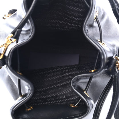 Prada Light Calfskin Saffiano Mini Bucket Crossbody Bag Black 4 of 4