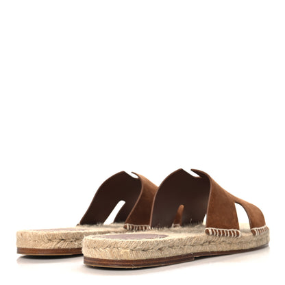 Hermes Suede Goatskin Mens Hon Antigua Espadrille Sandals 43 Brun Amourette 5 of 10