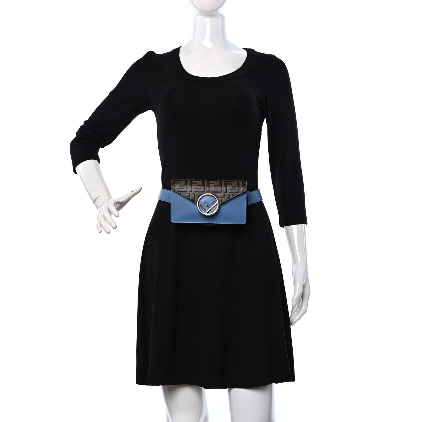Vitello Liberty F is Fendi Bi-Color FF 1974 Embossed Envelope Belt Bag Maya Black Nebula