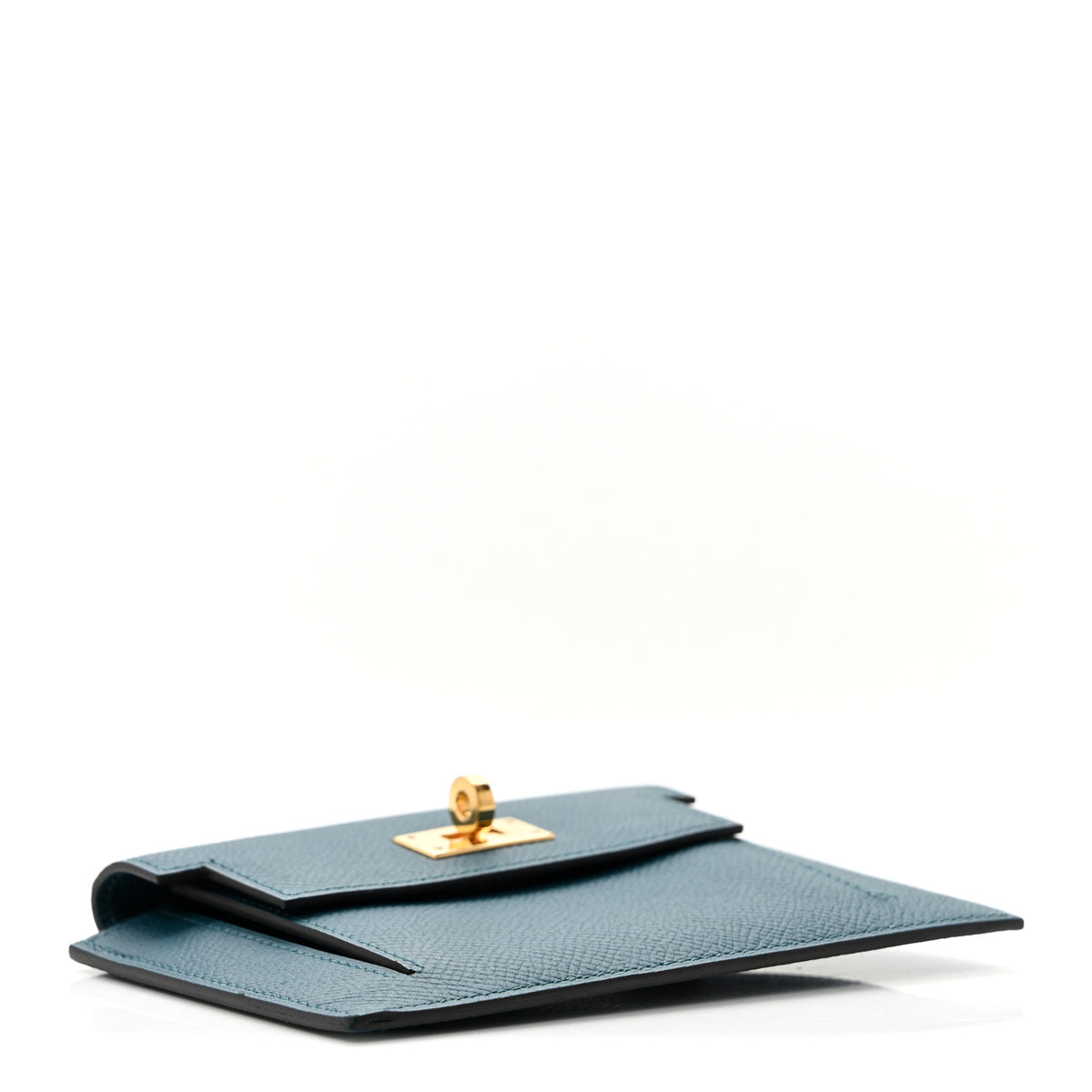 Epsom Kelly Pocket Compact Wallet Vert Bosphore