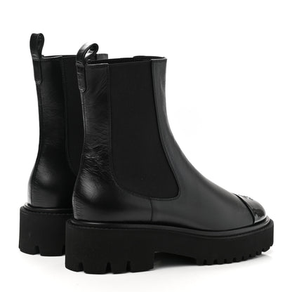 Chanel Crumpled Calfskin Patent Cap Toe Short Boots 40 Black 4 of 8