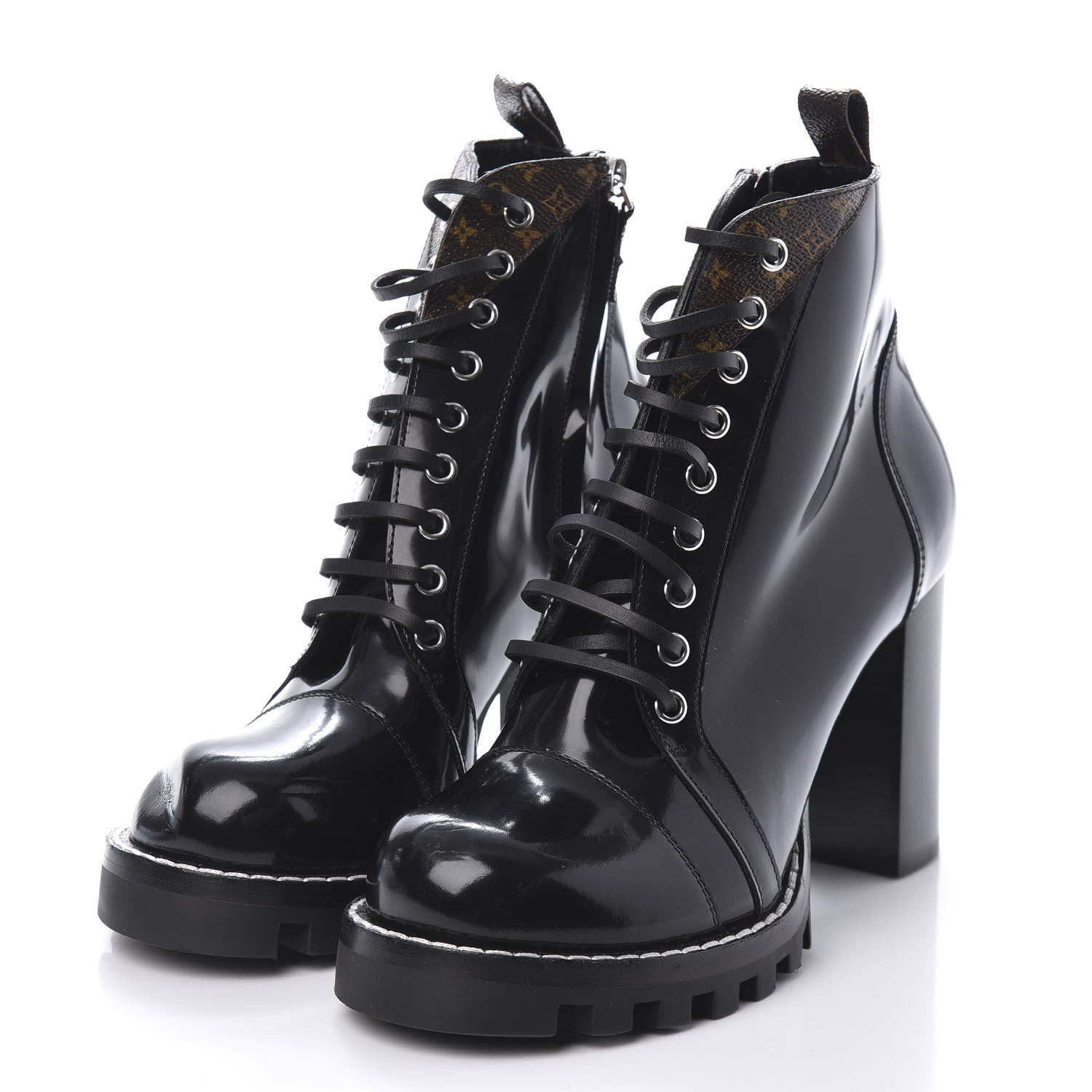 Louis Vuitton Patent Calfskin Monogram Star Trail Ankle Boots 40 Black 3 of 7