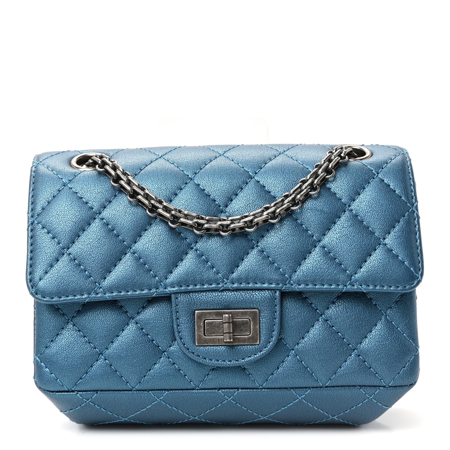 Metallic Sheepskin Quilted 2.55 Reissue Mini Flap Blue