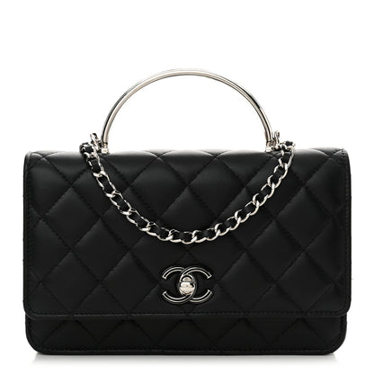 Chanel Lambskin Quilted Metal Top Handle Wallet On Chain WOC Black 1 of 13