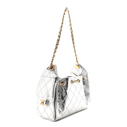 Chanel Metallic Aged Calfskin Quilted Mini Chanel 25 Handbag Silver 3 of 11