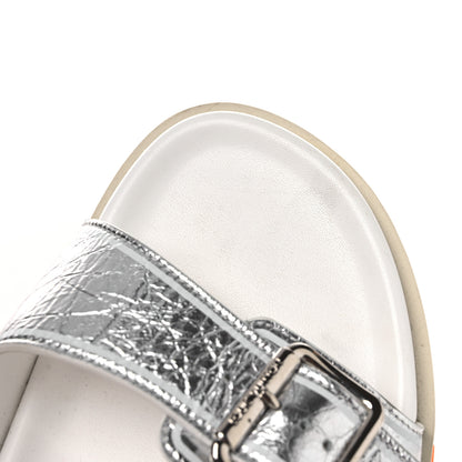 Louis Vuitton Metallic Mix Materials Mens LV Script Trainer Mules 11 Silver Multicolor 11 of 12