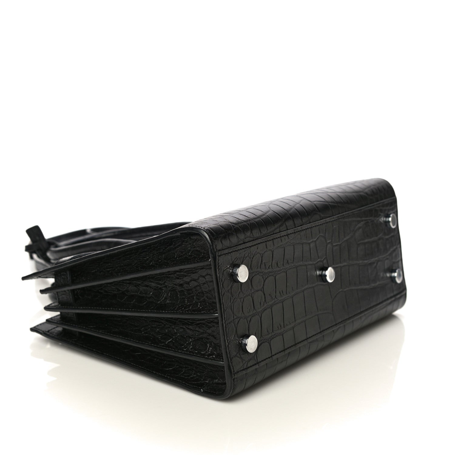 Saint Laurent Calfskin Crocodile Embossed Baby Sac De Jour Black 7 of 9