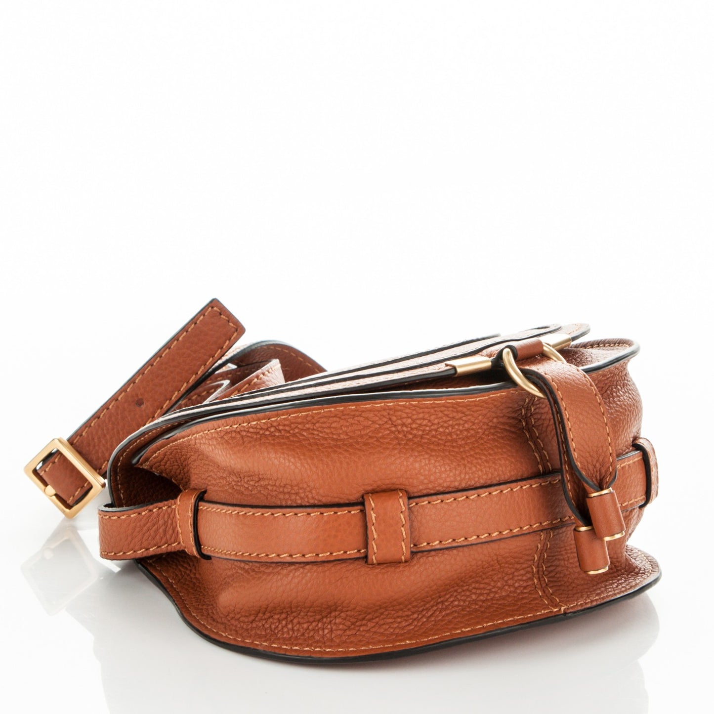Calfskin Mini Marcie Round Crossbody Bag Tan