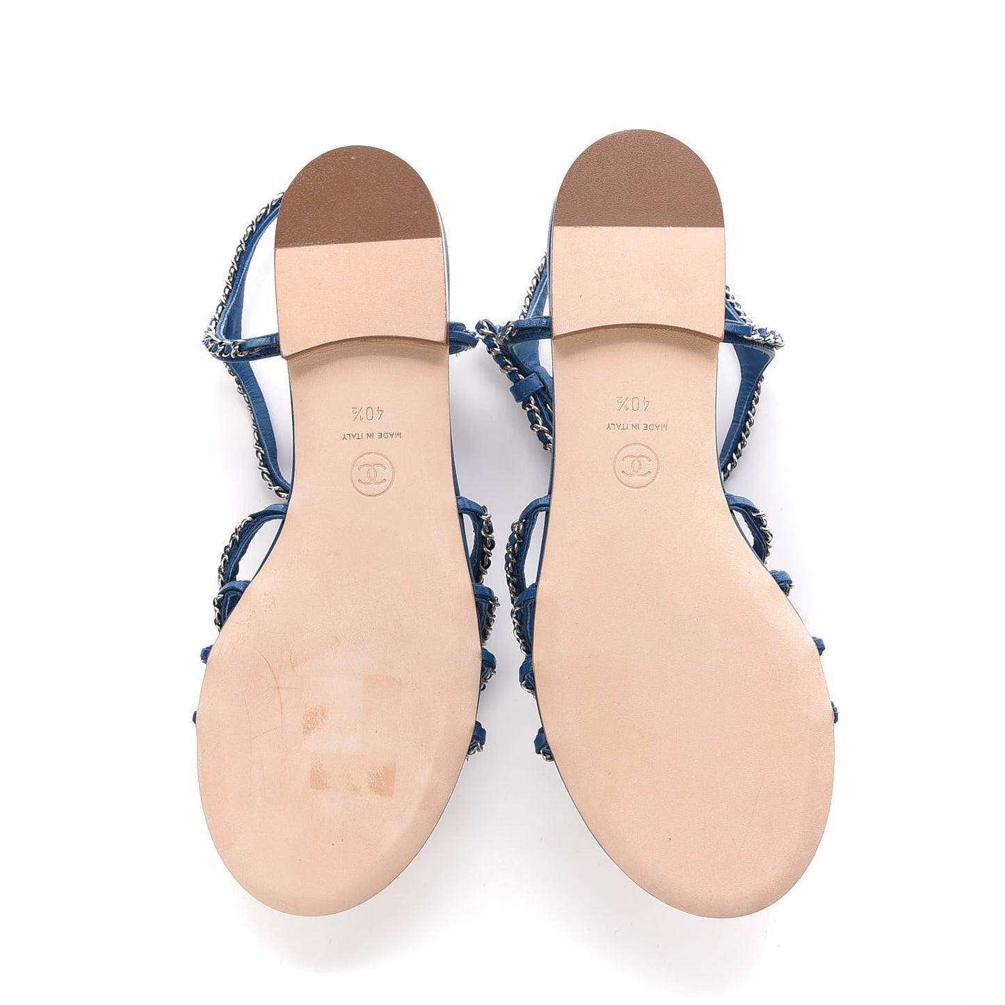 Kid Chain CC Logo Thong Sandals 40.5 Blue