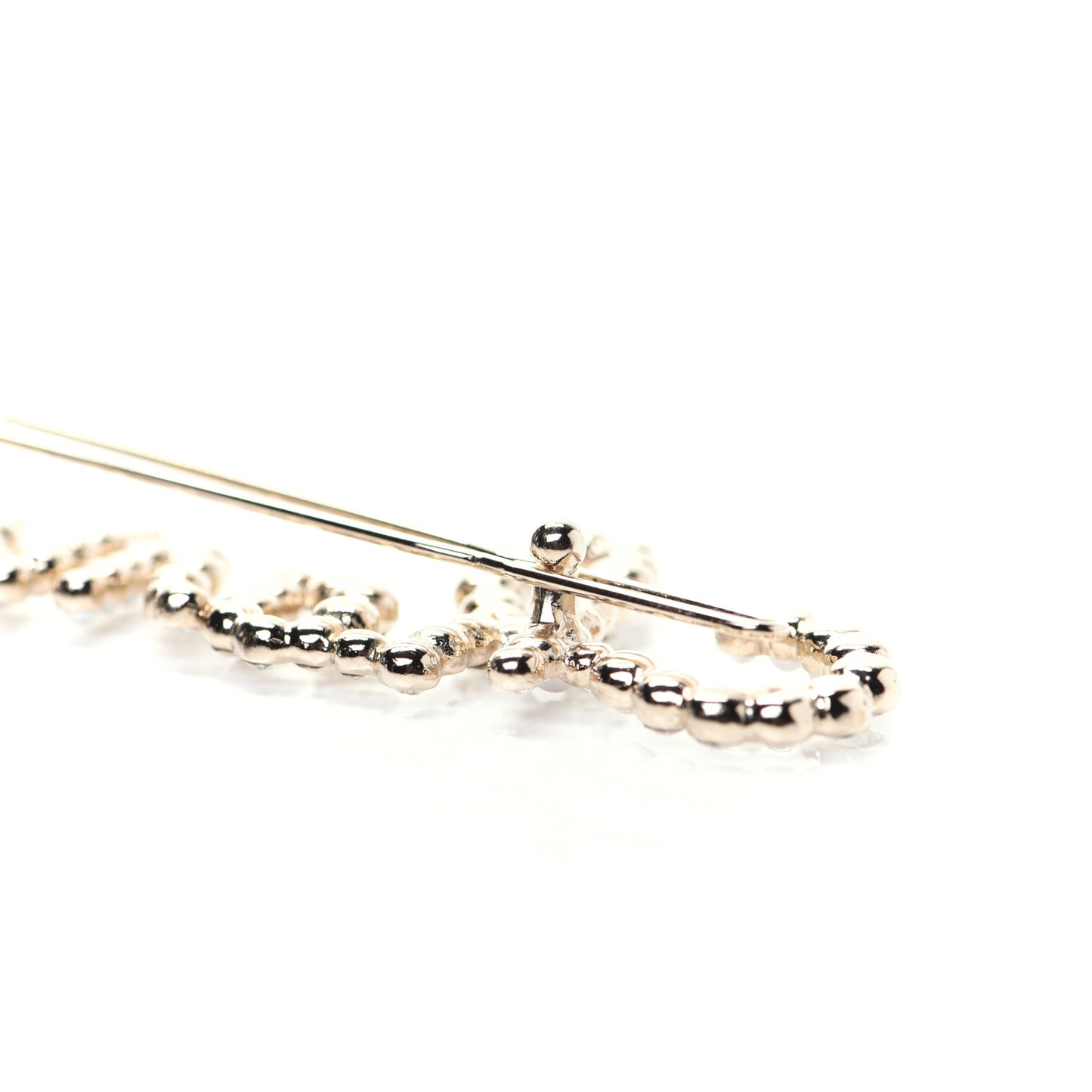 Metal Glass Swirling Pearls Hair Clip Gold