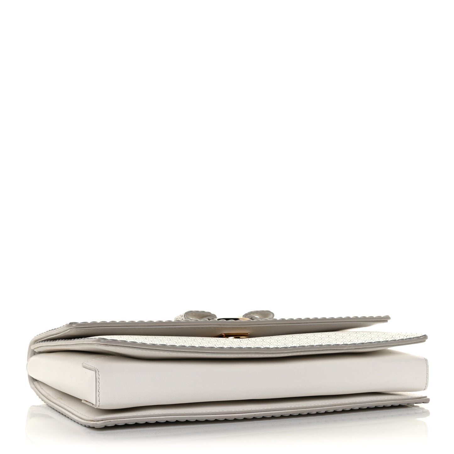 Perforated Calfskin Ginny Bow Crossbody Bag White