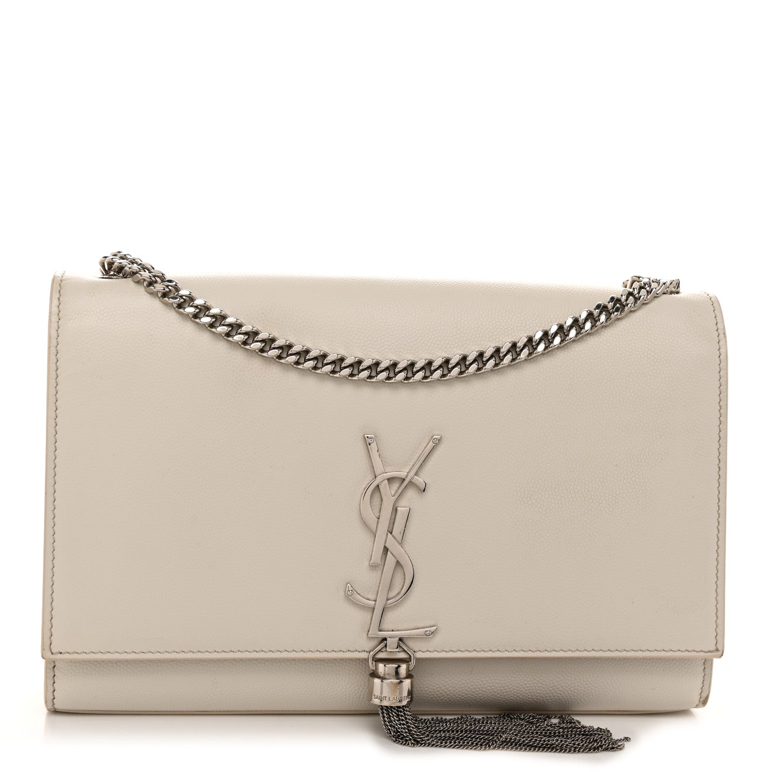 Saint Laurent Grain De Poudre Calfskin Medium Classic Monogram Kate Tassel Satchel Crema Soft 1 of 11