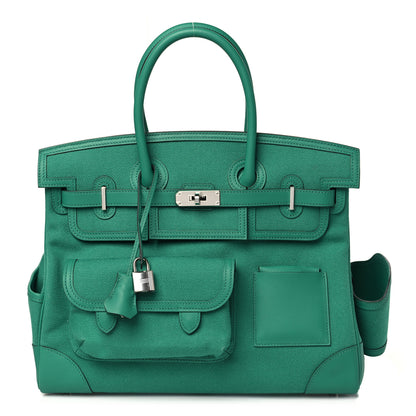 Hermes Toile Goeland Swift Cargo Birkin 35 Vert Vertigo 1 of 10