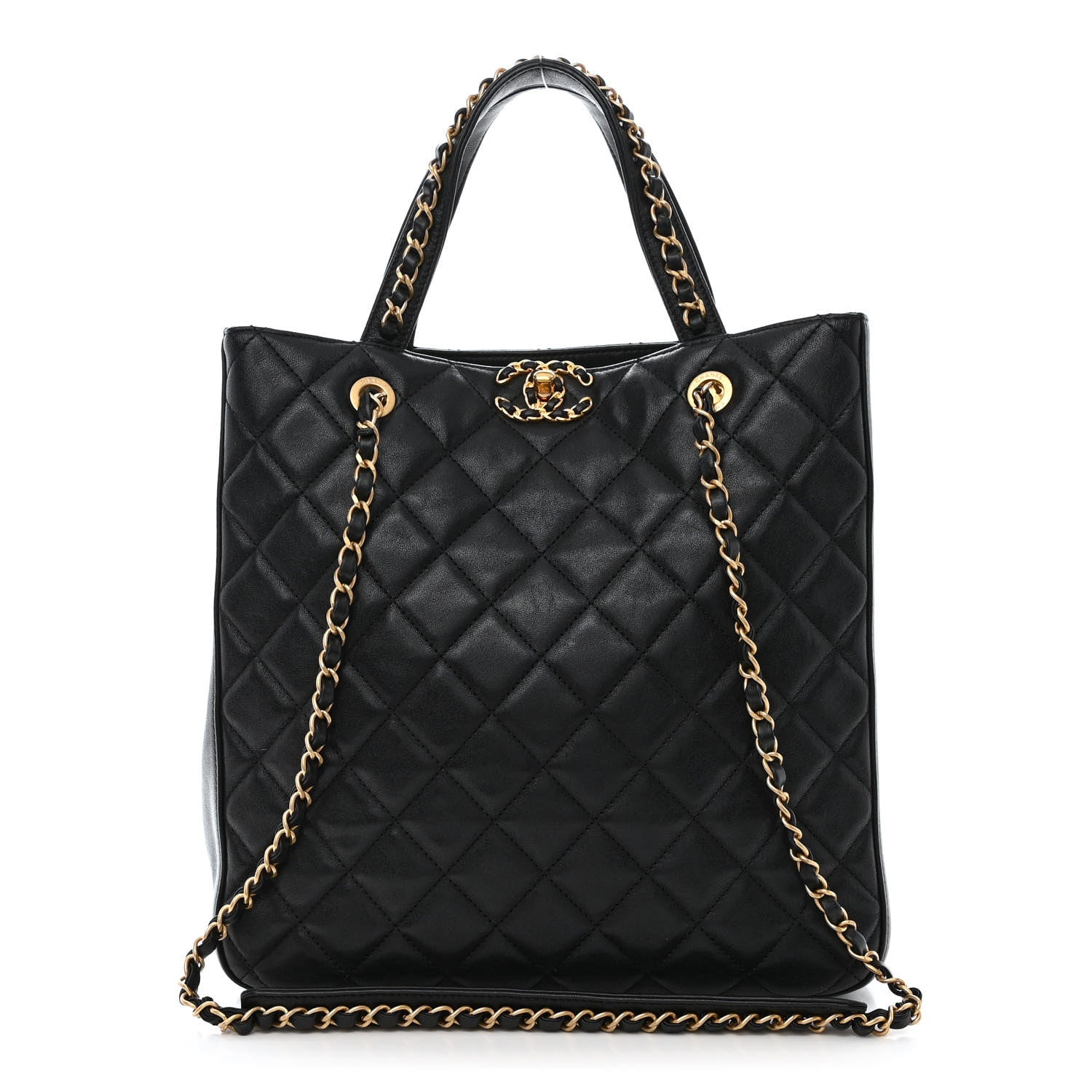 Chanel Lambskin Quilted Large Chanel 19 Shopping Tote Black 1 of 10