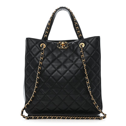 Chanel Lambskin Quilted Large Chanel 19 Shopping Tote Black 1 of 10
