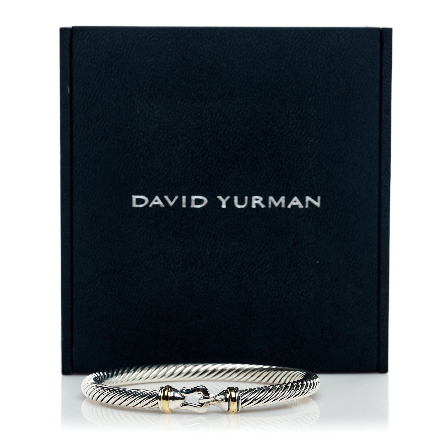 Sterling Silver 18K Yellow Gold 5mm Cable Classic Buckle Bracelet