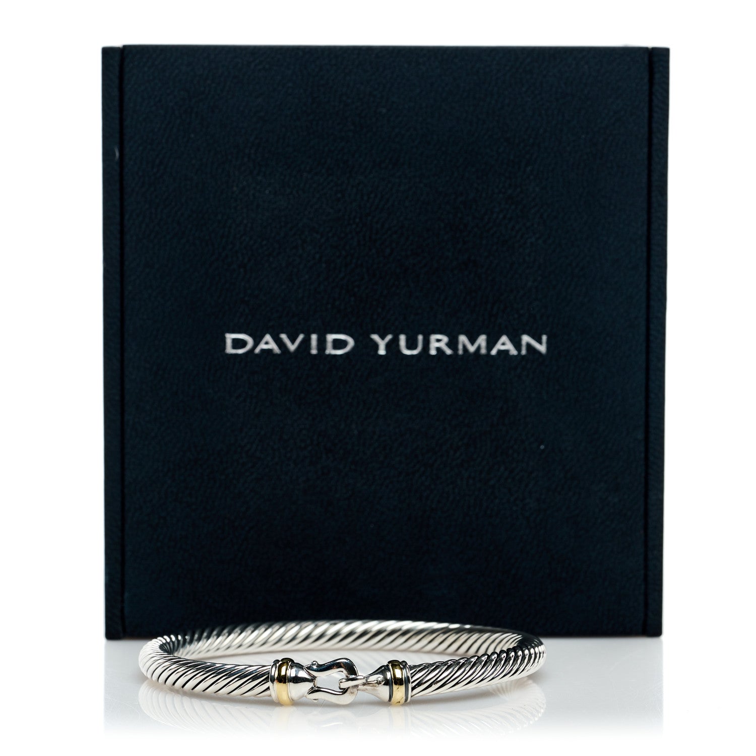 David Yurman Sterling Silver 18K Yellow Gold 5mm Cable Classic Buckle Bracelet 4 of 4