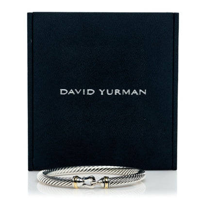 David Yurman Sterling Silver 18K Yellow Gold 5mm Cable Classic Buckle Bracelet 4 of 4