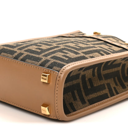 Fendi Fabric Jacquard Vitello King Plexiglass FF 1974 Mini Fendi Sunshine Shopper Tote Tobacco Moro Sand 10 of 10