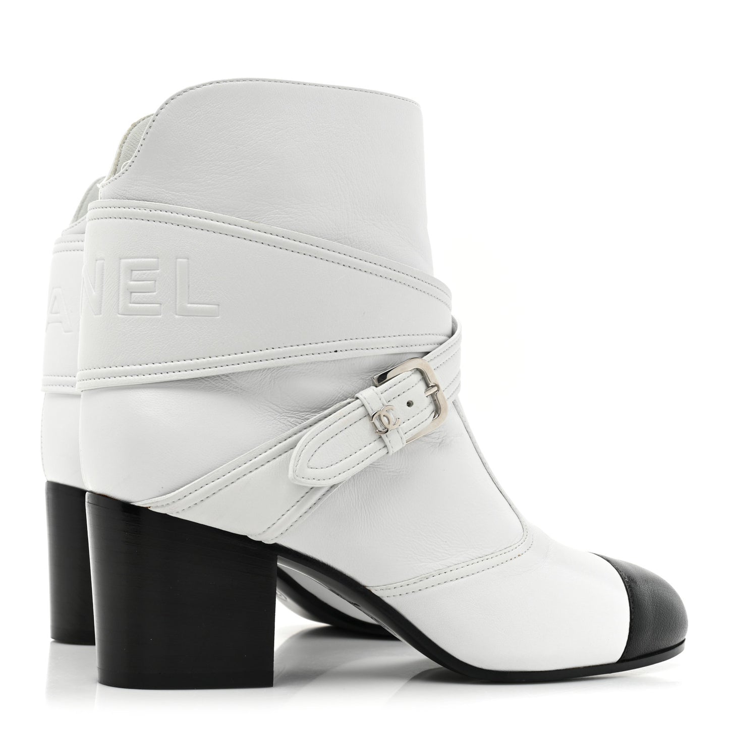 Lambskin Goatskin Cap Toe Boots 37 White Black