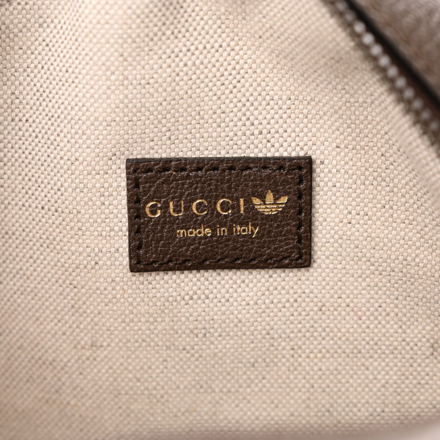 X ADIDAS Crystal Vintage Monogram Textured Dollar Calfskin Web Trefoil Small Ophidia Round Shoulder Bag Mid Natural Nut Off White New Acero