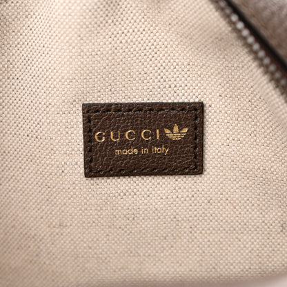 Gucci X ADIDAS Crystal Vintage Monogram Textured Dollar Calfskin Web Trefoil Small Ophidia Round Shoulder Bag Mid Natural Nut Off White New Acero 6 of 10