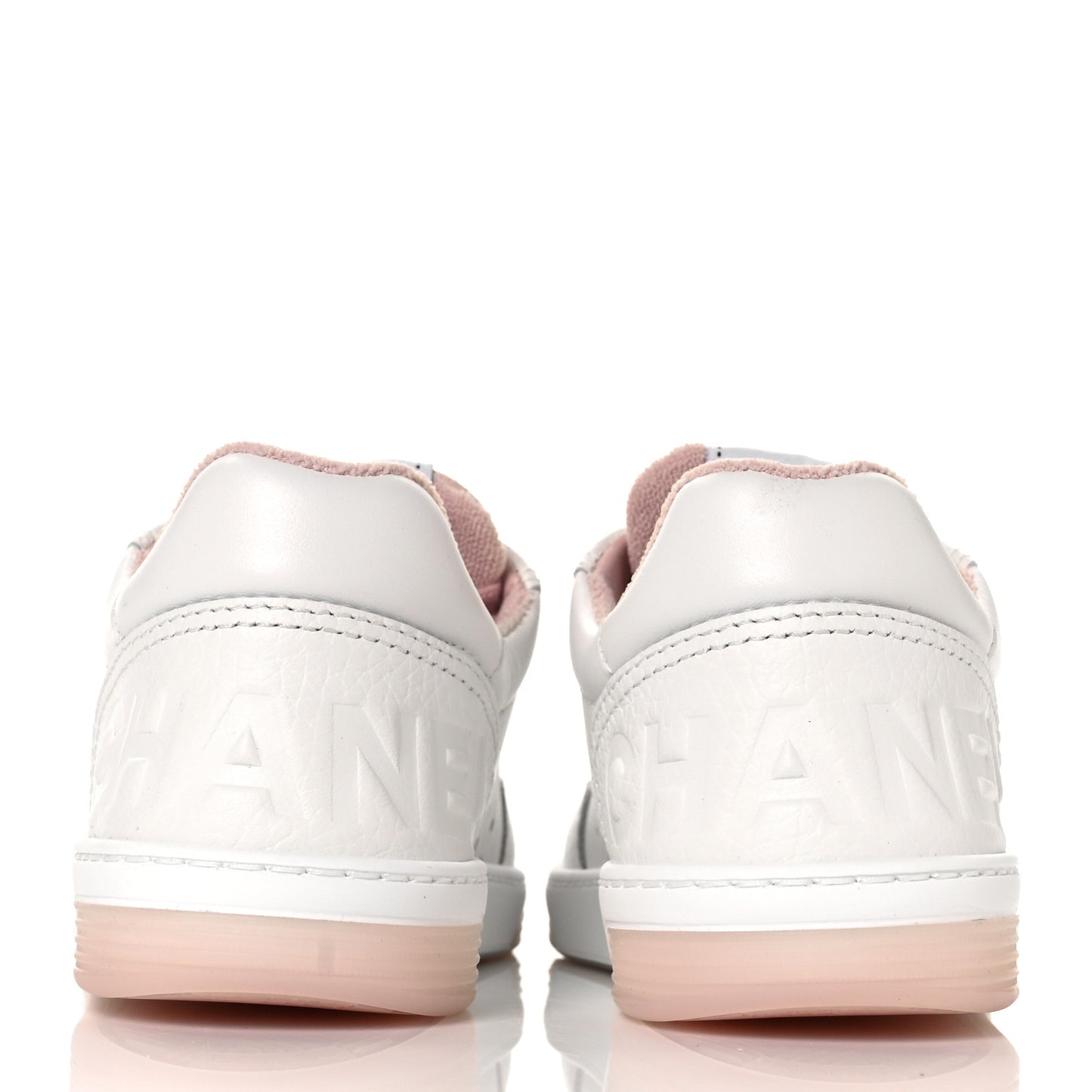 Grained Calfskin Fabric Womens Logo Sneakers 35.5 White Light Pink