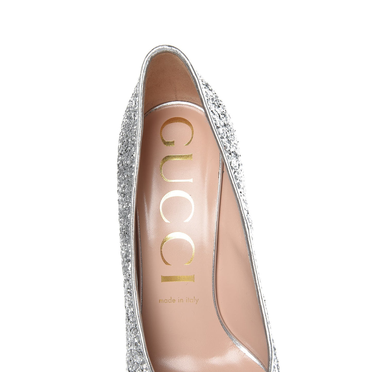 Nappa Glitter Removable Crystal Heart Pumps 39 Argento
