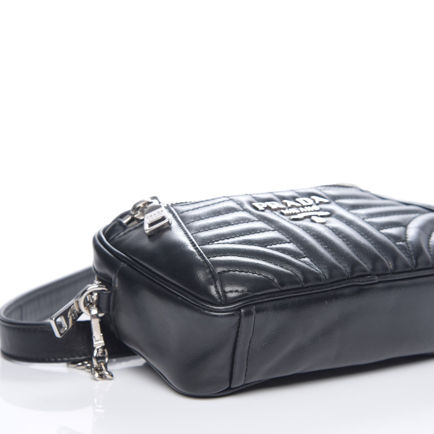 Prada Soft Calfskin Impunture Diagramme Belt Bag Black 6 of 8