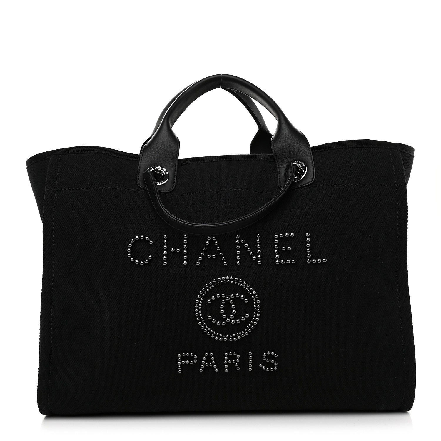 Chanel Canvas Pearl Medium Deauville Tote Black 1 of 10