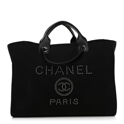 Chanel Canvas Pearl Medium Deauville Tote Black 1 of 10