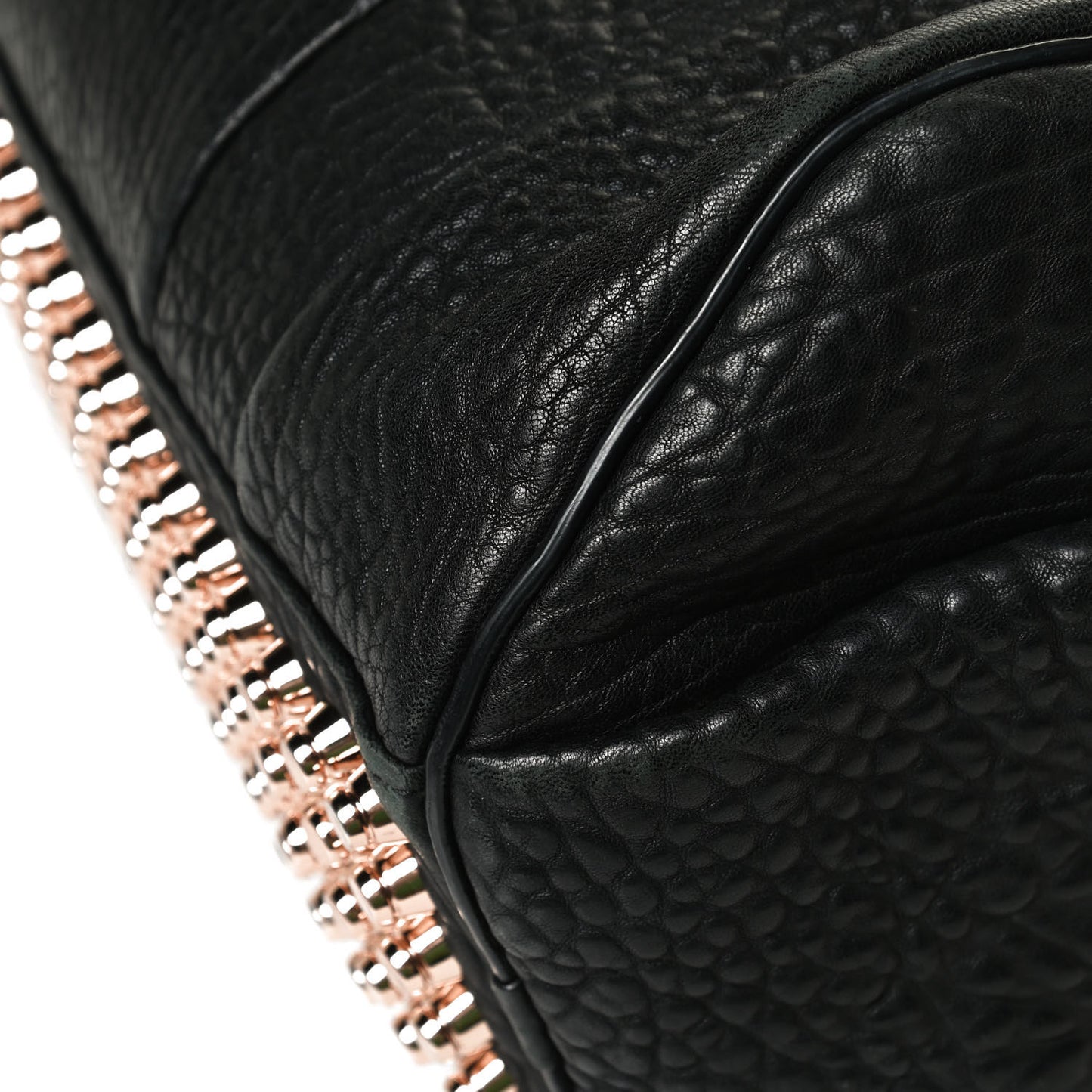 Pebbled Lambskin Rocco Black Rose Gold Hardware
