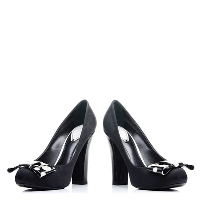 Louis Vuitton Satin Patent Kusama Infinity Dots Pumps 38 Black White 5 of 10