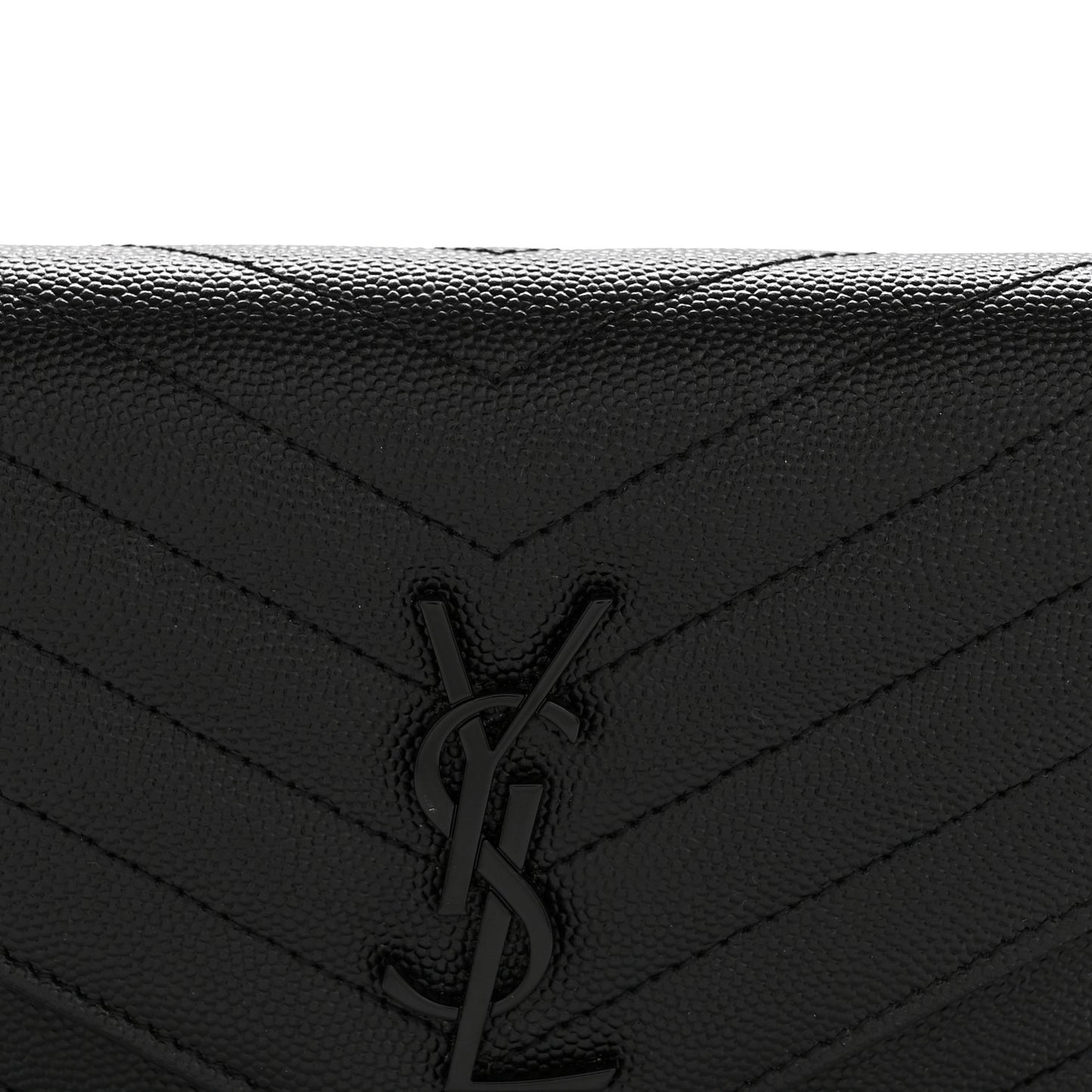 Grain De Poudre Matelasse Chevron Monogram Monochrome Envelope Chain Wallet Black
