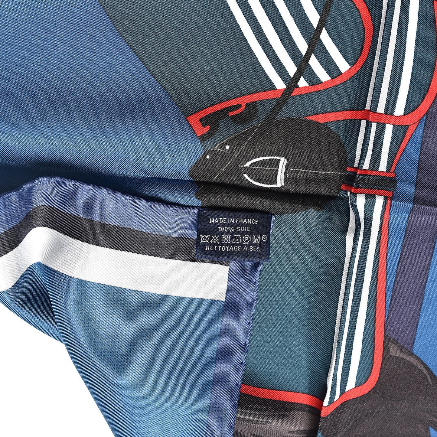 Silk Cheval A La Couveture Pocket Square Bleu Petrole Marine