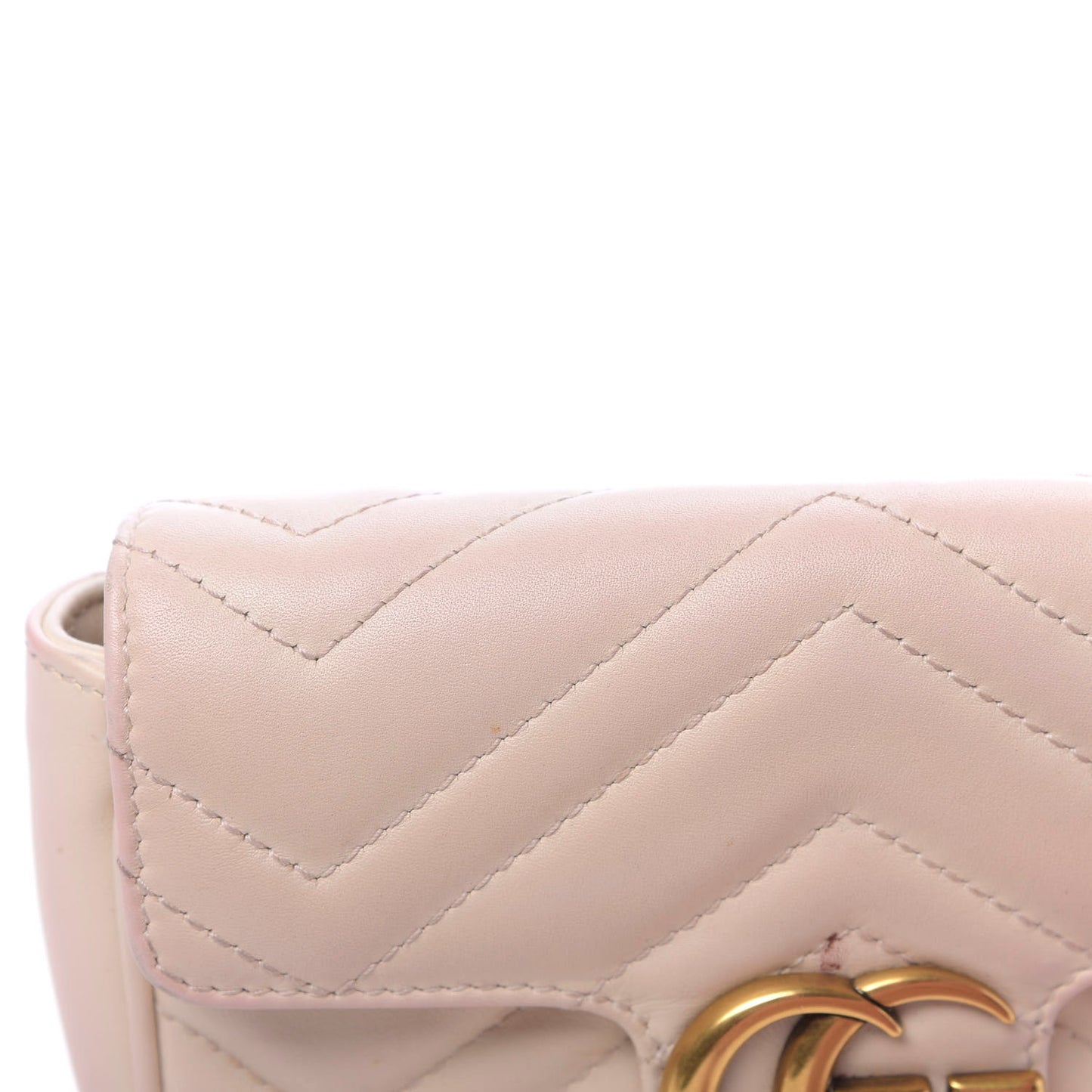 Calfskin Matelasse Super Mini GG Marmont Shoulder Bag White