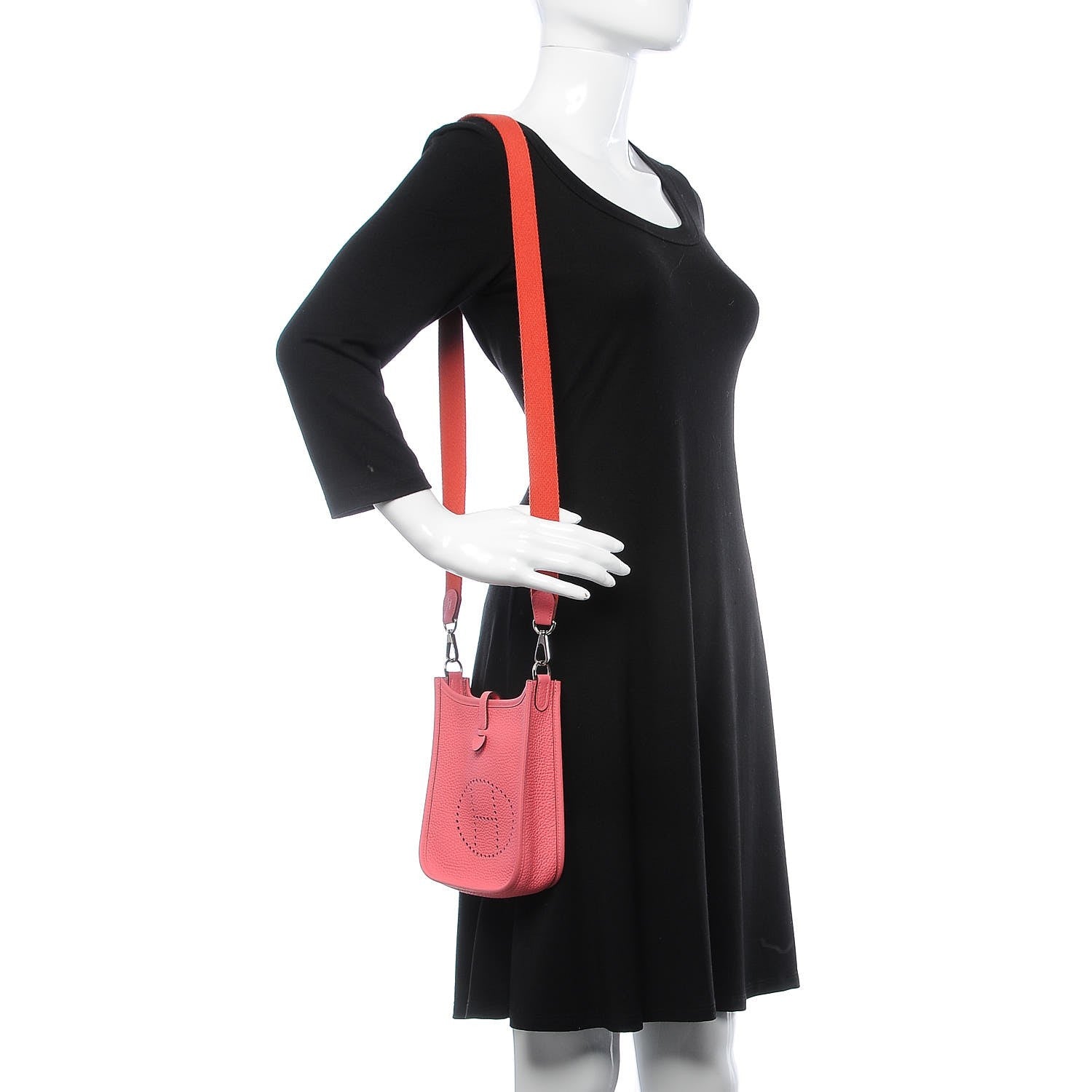 Hermes Taurillon Clemence Amazone Evelyne TPM Rose Azalee Rouge Pivoine 2 of 11