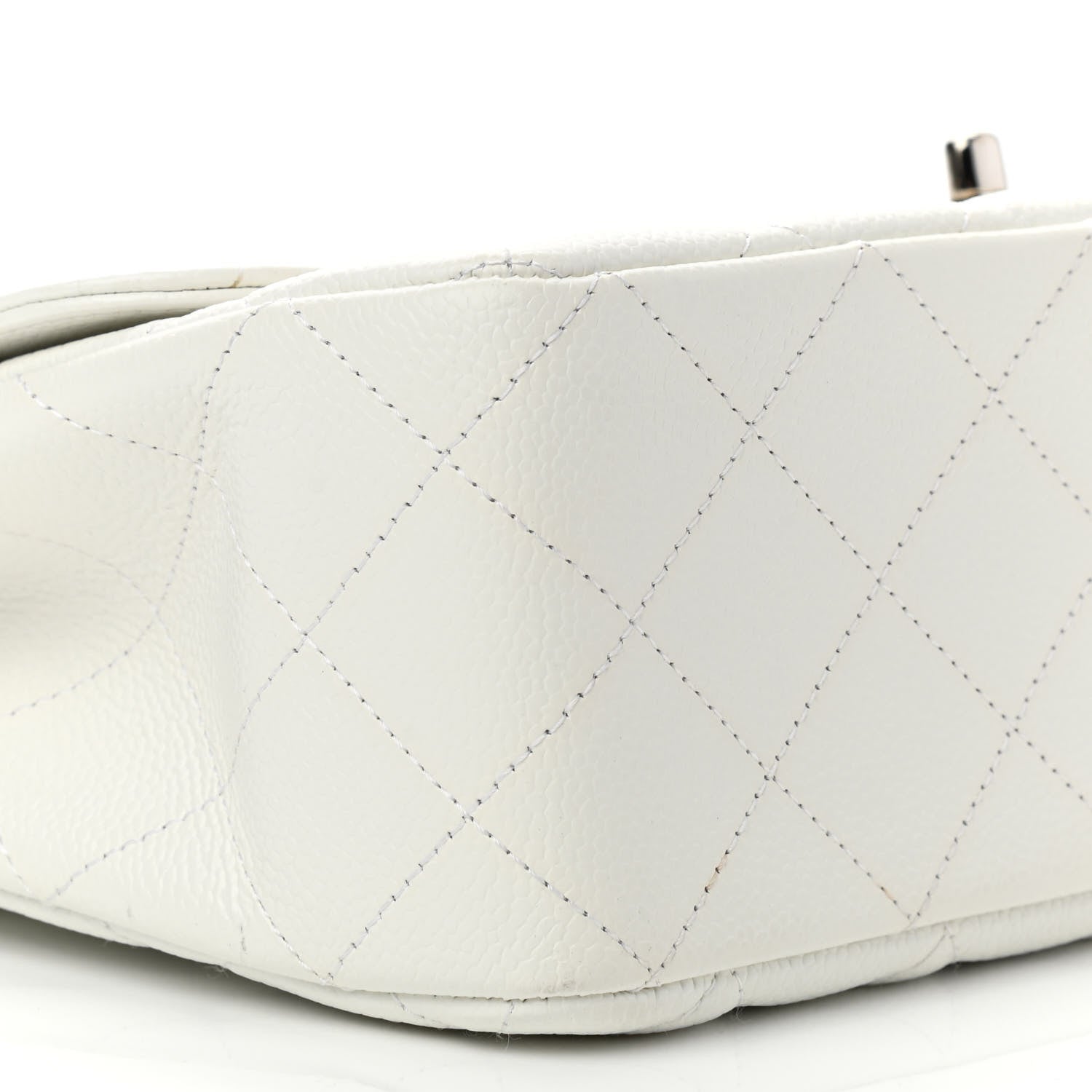 Chanel Caviar Quilted Jumbo Single Flap White 8 of 11