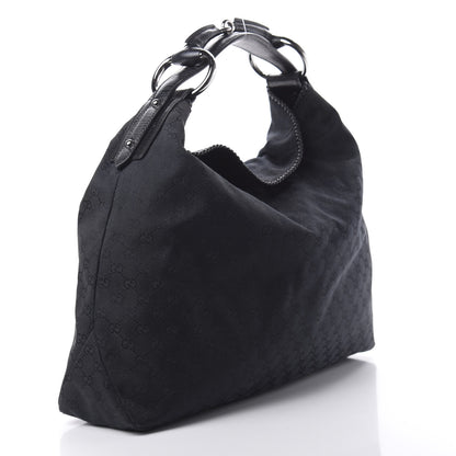 Gucci Monogram Large Horsebit Chain Hobo Black 3 of 12