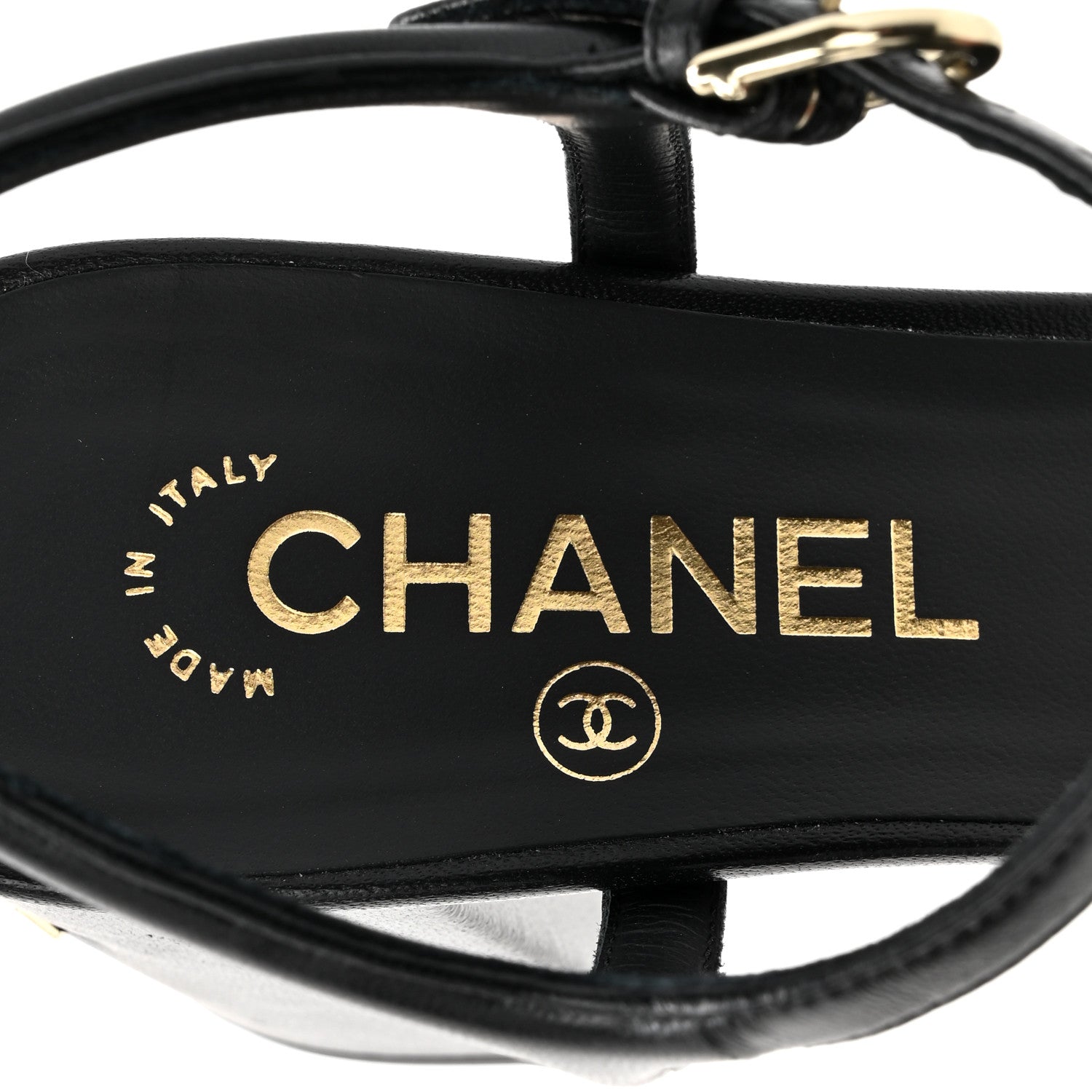 Chanel Lambskin Logo Platform Sandals 38 Black 7 of 9