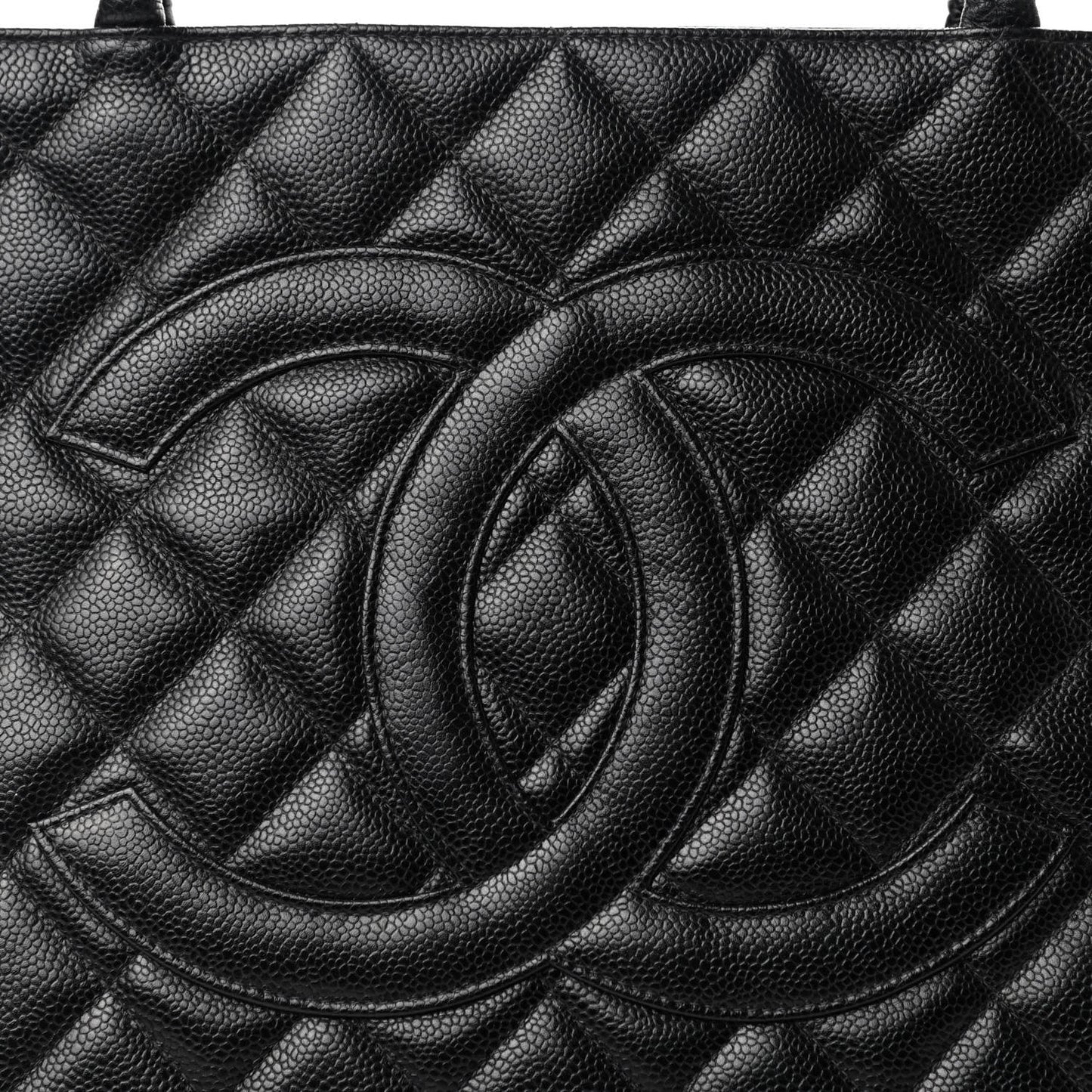 Caviar Quilted Medallion Tote Black