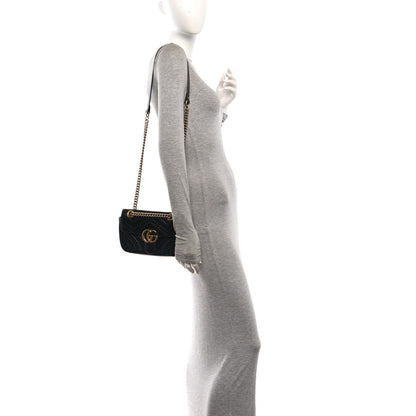 Gucci Calfskin Matelasse Mini GG Marmont Shoulder Bag Black 2 of 13