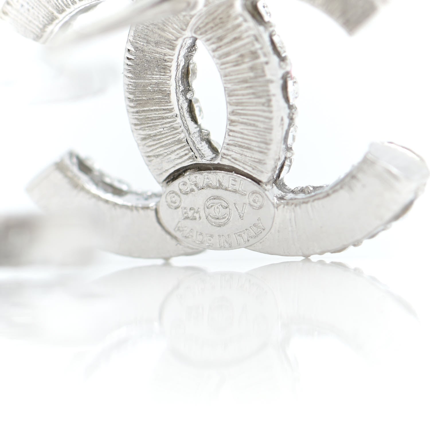 Chanel Crystal CC Earrings Silver 4 of 5