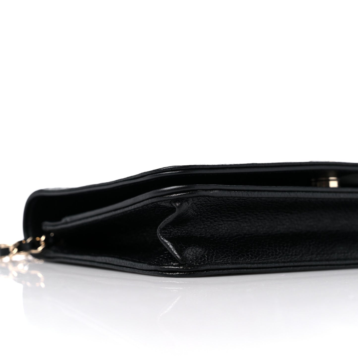 Caviar Camellia Embossed Wallet On Chain WOC Black