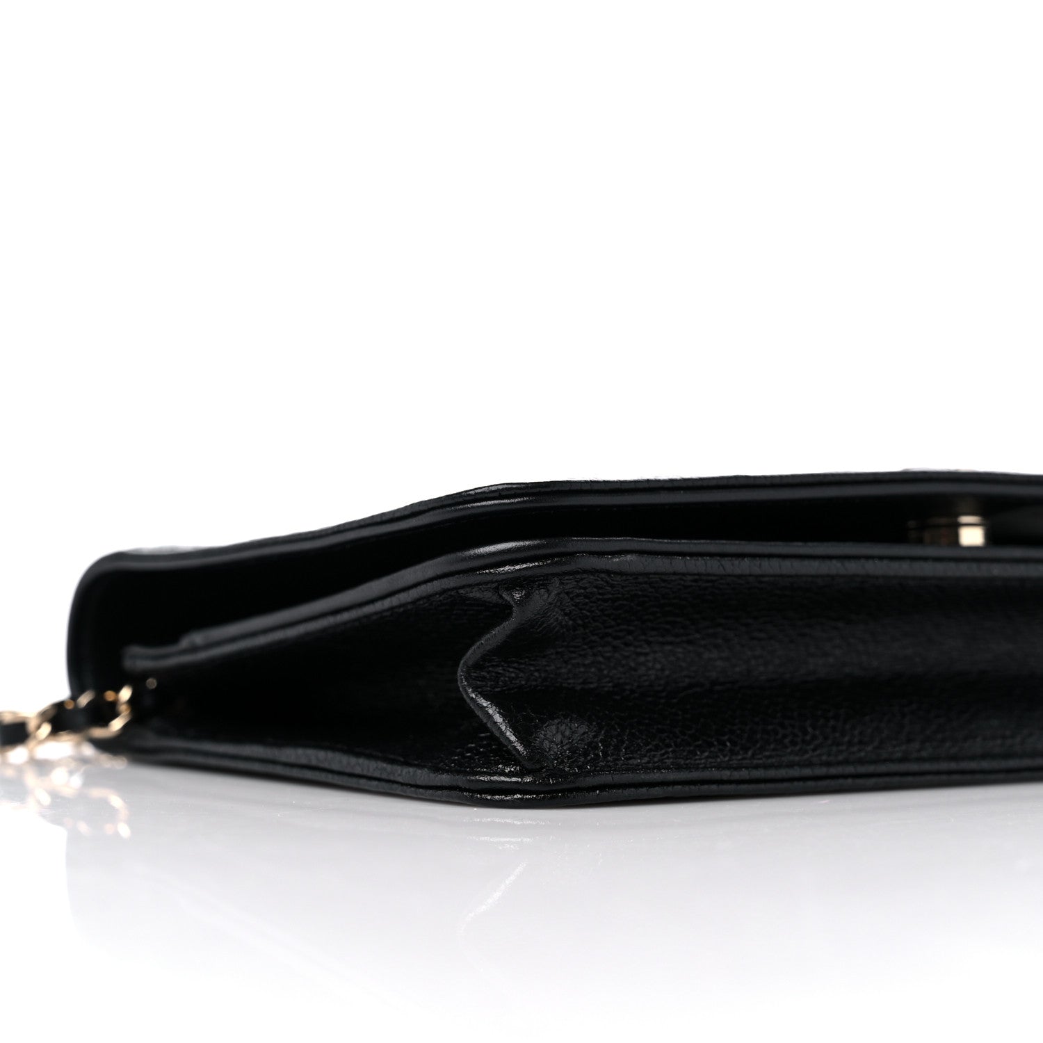Chanel Caviar Camellia Embossed Wallet On Chain WOC Black 8 of 11