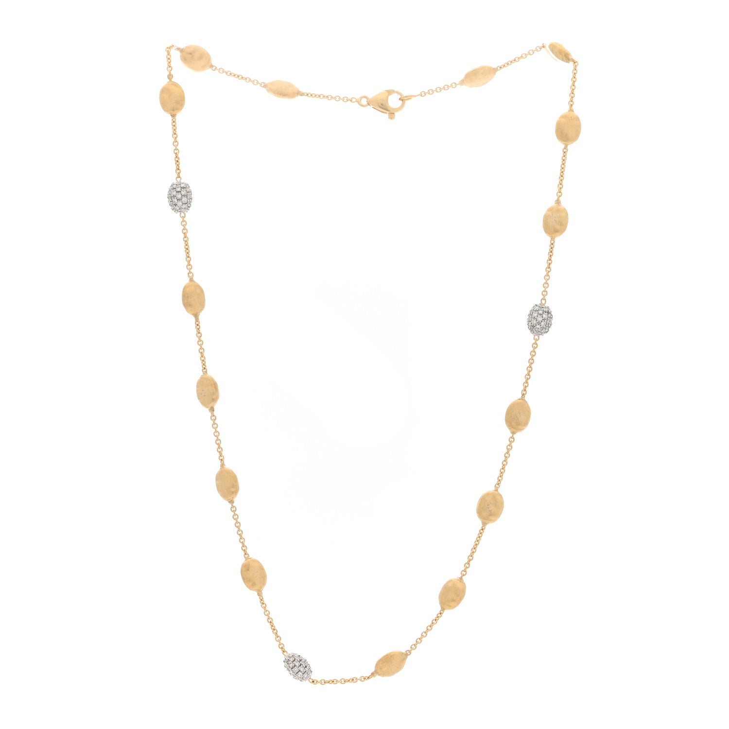 Marco Bicego 18K Yellow White Gold Diamond Siviglia Small Bead Short Necklace 3 of 4